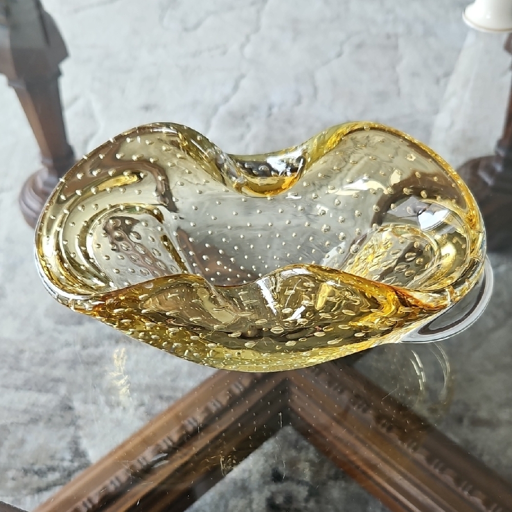 Art Glass Bowl - Luminous Gold - Vintage - Picture 2 of 12